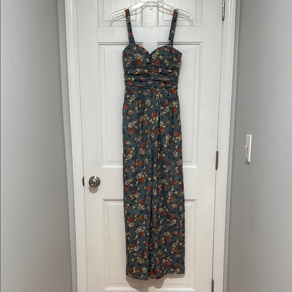 band of the free Pants - Band of the Free Floral Wide Leg Jumpsuit with Adjustable Straps